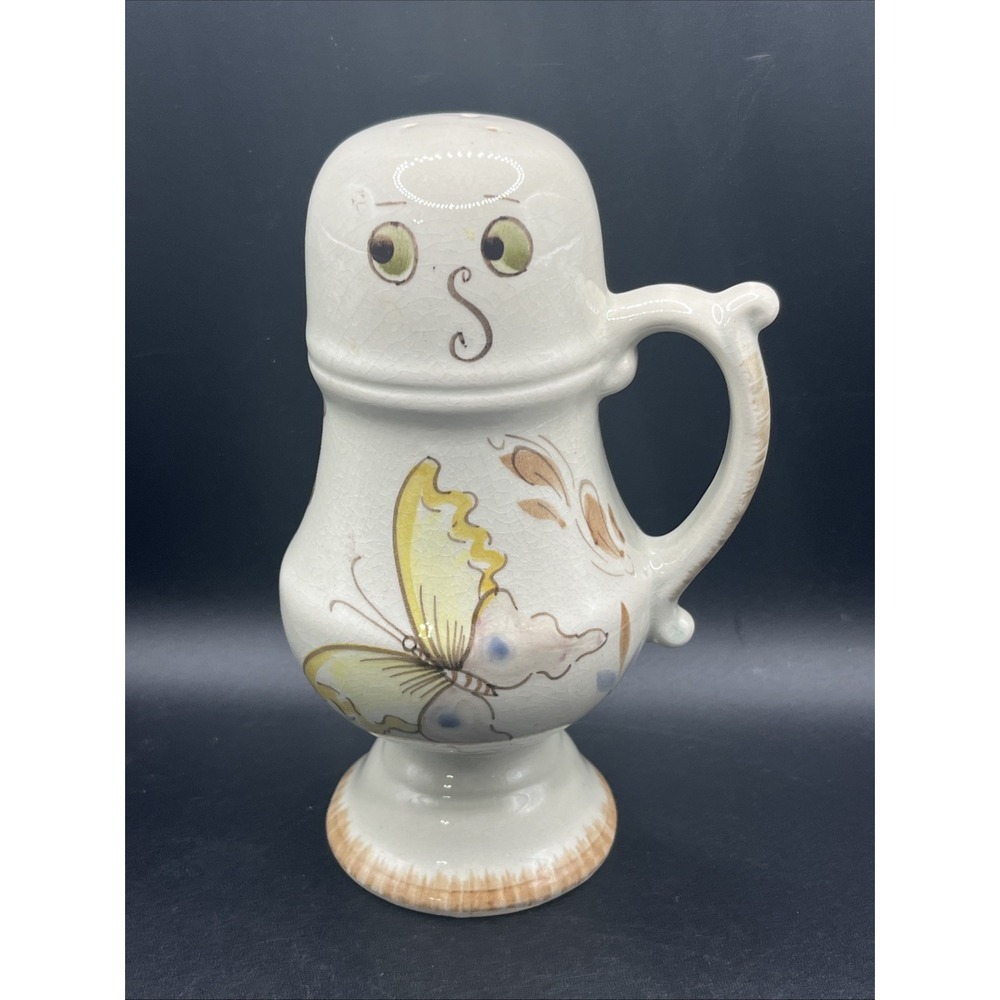 Weirdo‎ Salt Shaker Sugar Shaker Face Butterfly 7" Tall Handle Quirky! Whimsical